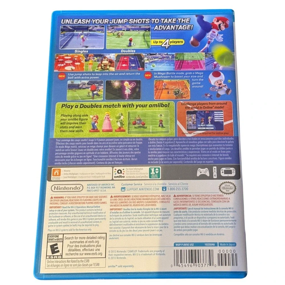 Mario Tennis Ultra Smash Nintendo Wii U Blue Case WUP P AVXE USZ
